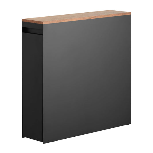 Ordnung Pro Auszieh-Regal mit Holzablage für Bad & Küche, Stahl, Japanisches Design, Schwarz – 56 x 14 x 55 cm