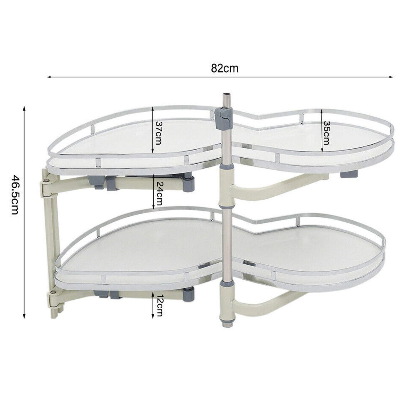 Ordnung Pro Ausziehbares Küchen-Eckkarussell mit Doppelregal für 900-mm-Schränke – Soft-Close, Weiß, Links