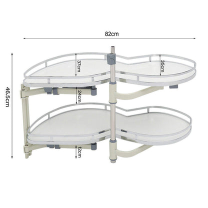 Ordnung Pro Ausziehbares Küchen-Eckkarussell mit Doppelregal für 900-mm-Schränke – Soft-Close, Weiß, Links