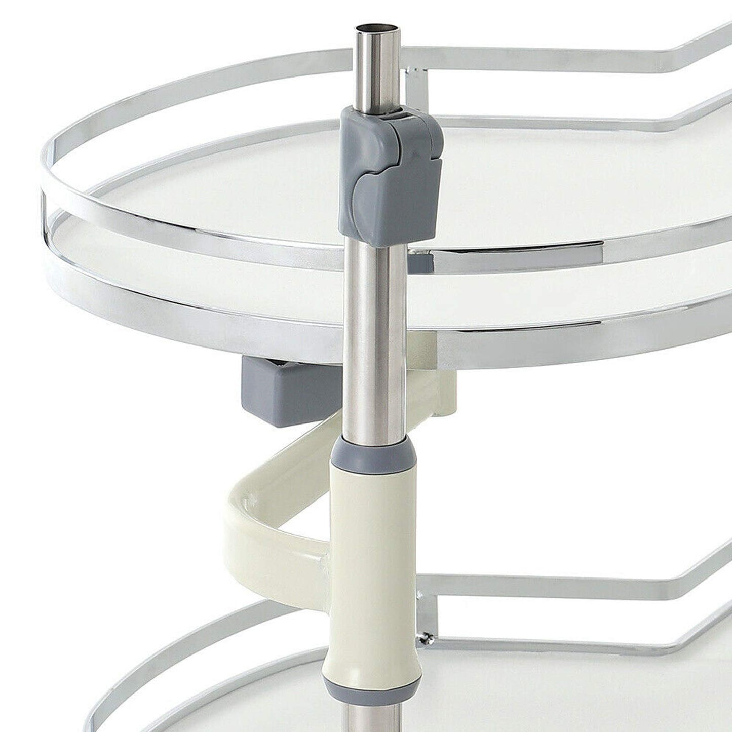 Ordnung Pro Ausziehbares Küchen-Eckkarussell mit Doppelregal für 900-mm-Schränke – Soft-Close, Weiß, Links