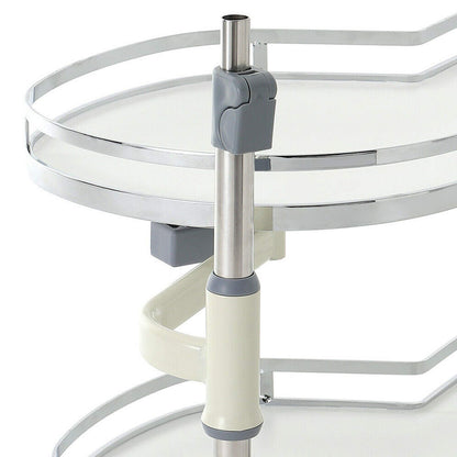 Ordnung Pro Ausziehbares Küchen-Eckkarussell mit Doppelregal für 900-mm-Schränke – Soft-Close, Weiß, Links