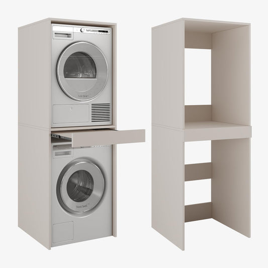 Ordnung Pro Überbauschrank für Waschmaschine & Trockner mit ausziehbarer Arbeitsplatte, 66 x 187 x 65 cm, Kaschmir