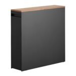 Ordnung Pro Auszieh-Regal mit Holzablage für Bad & Küche, Stahl, Japanisches Design, Schwarz – 56 x 14 x 55 cm