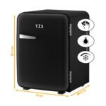 TZS First Austria - Retro Mini Kühlschrank 40L lautlos - Kleiner Minikühlschrank im Vintage-Design mit Innenbeleuchtung & 2 Türfächern - Minibar für Camping, Büro, Schlafzimmer & Hotel - schwarz – Bild 9