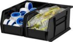 Ordnung Pro Stapelbare Kunststoff-Aufbewahrungsboxen für Garage & Küche – 27,6 x 14 x 12,7 cm, Schwarz, 12er-Set – Bild 3