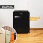TZS First Austria - Retro Mini Kühlschrank 40L lautlos - Kleiner Minikühlschrank im Vintage-Design mit Innenbeleuchtung & 2 Türfächern - Minibar für Camping, Büro, Schlafzimmer & Hotel - schwarz – Bild 5