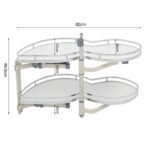 Ordnung Pro Ausziehbares Küchen-Eckkarussell mit Doppelregal für 900-mm-Schränke – Soft-Close, Weiß, Links – Bild 8