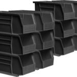 Ordnung Pro Stapelbare Kunststoff-Aufbewahrungsboxen für Garage & Küche – 27,6 x 14 x 12,7 cm, Schwarz, 12er-Set