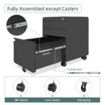 Ordnung Pro Abschließbarer Rollcontainer mit 3 Schubladen & Hängeregistratur, Stahl, Schwarz – 40 x 45 x 60 cm – Bild 4