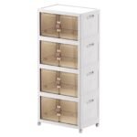 Ordnung Pro Faltbare Aufbewahrungsboxen mit Deckel & Rädern, 4er-Set, 110 L – Stapelbar, Kunststoff, 70 x 46 x 156 cm – Bild 3
