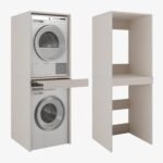 Ordnung Pro Überbauschrank für Waschmaschine & Trockner mit ausziehbarer Arbeitsplatte, 66 x 187 x 65 cm, Kaschmir