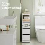 Ordnung Pro Schmaler Badezimmerschrank auf Rollen mit 3 Schubladen, Weiß – 65 x 23 x 82 cm – Bild 6