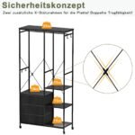 Ordnung Pro Freistehender Kleiderständer mit Rädern, Holzaufsatz & Stoffschubladen, Stahl, Schwarz – Bild 6