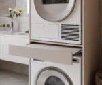 Ordnung Pro Überbauschrank für Waschmaschine & Trockner mit ausziehbarer Arbeitsplatte, 66 x 187 x 65 cm, Kaschmir – Bild 7