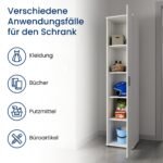 Ordnung Pro Schmaler Mehrzweckschrank 40 cm mit 1 Tür & 4 Einlegeböden, Weiß – 40 x 35 x 184 cm – Bild 4