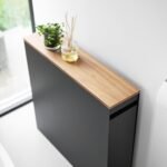 Ordnung Pro Auszieh-Regal mit Holzablage für Bad & Küche, Stahl, Japanisches Design, Schwarz – 56 x 14 x 55 cm – Bild 3