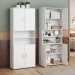 Ordnung Pro Badezimmer-Hochschrank mit 6 Fächern, Weiß – 70 x 35 x 187 cm, für Bad & Hauswirtschaftsraum