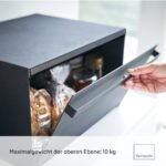 Ordnung Pro Brotkasten mit Magnetdeckel & Ablage, Stahl, Minimalistisch, Schwarz – 40 x 34,5 x 24 cm – Bild 7