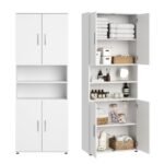 Ordnung Pro Badezimmer-Hochschrank mit 6 Fächern, Weiß – 70 x 35 x 187 cm, für Bad & Hauswirtschaftsraum – Bild 6