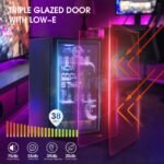 HCK 98L Getränkekühlschrank mit Cyberpunk RGB Beleuchtung, Minibar kleine Kühlschrank mit Glastür, lautlos 39dB, 0-15°C, Bierkühlschrank für Spielzimmer, Küche, Schwarz – Bild 4