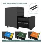 Ordnung Pro Abschließbarer Rollcontainer mit 3 Schubladen & Hängeregistratur, Stahl, Schwarz – 40 x 45 x 60 cm – Bild 6