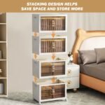 Ordnung Pro Faltbare Aufbewahrungsboxen mit Deckel & Rädern, 4er-Set, 110 L – Stapelbar, Kunststoff, 70 x 46 x 156 cm – Bild 7