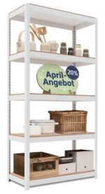 Ordnung Pro Schwerlastregal Lagerregal mit verstellbaren MDF-Böden, Weiß – 40 x 90 x 180 cm