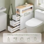 Ordnung Pro Schmaler Badezimmerschrank auf Rollen mit 3 Schubladen, Weiß – 65 x 23 x 82 cm – Bild 7