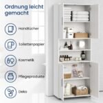 Ordnung Pro Badezimmer-Hochschrank mit 6 Fächern, Weiß – 70 x 35 x 187 cm, für Bad & Hauswirtschaftsraum – Bild 5