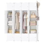 Ordnung Pro Modularer Kleiderschrank mit 20 Würfeln, Türen & Kleiderstange, Weiß – 145 x 46,5 x 183 cm