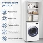 Ordnung Pro Waschmaschinenschrank Hochschrank für Bad & Keller, Weiß – 65 x 30 x 187 cm – Bild 4