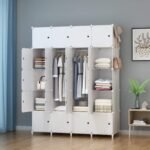 Ordnung Pro Tragbarer Kleiderschrank mit 20 Würfeln & 2 Kleiderstangen, Weiß – 180 x 142 x 45 cm – Bild 3