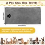 Hundehandtuch, 2 Stück Hundehandtuch Extra Saugfähig für Hunde Und Katzen, Grau Schnelltrocknend Haustier Mikrofaser Handtücher, 75 x 35 cm Hunde Handtuch für Katzen, Hunde Oder Andere Haustiere – Bild 2