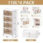 Ordnung Pro Faltbare Aufbewahrungsboxen mit Deckel & Rädern, 4er-Set, 110 L – Stapelbar, Kunststoff, 70 x 46 x 156 cm – Bild 9