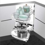Ordnung Pro Ausziehbares Küchen-Eckkarussell mit Doppelregal für 900-mm-Schränke – Soft-Close, Weiß, Links – Bild 7