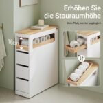 Ordnung Pro Schmaler Badezimmerschrank auf Rollen mit 3 Schubladen, Weiß – 65 x 23 x 82 cm – Bild 5