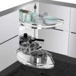 Ordnung Pro Ausziehbares Küchen-Eckkarussell mit Doppelregal für 900-mm-Schränke – Soft-Close, Weiß, Links