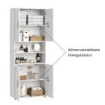 Ordnung Pro Badezimmer-Hochschrank mit 6 Fächern, Weiß – 70 x 35 x 187 cm, für Bad & Hauswirtschaftsraum – Bild 2