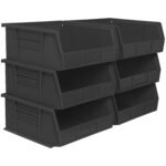 Ordnung Pro Stapelbare Kunststoff-Aufbewahrungsboxen für Garage & Werkstatt – 27,6 x 27,9 x 12,7 cm, Schwarz, 6er-Set