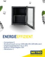 METRO Professional Mini-Kühlschrank GPC1046, Edelstahl/Glas, 43 x 48 x 51.5 cm, 46 L, schwarz – Bild 8
