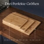Deer & Oak Schneidebrett Holz Set 3-teiliges Vorgeölt Bambus Schneidebrett mit Griff & Saftrille, Küchenbrett, Schneidebretter Holz, Schneidbrett, Holzbrett Küche – Bild 5