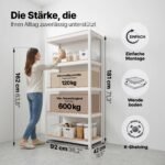 Ordnung Pro Schwerlastregal Lagerregal mit verstellbaren MDF-Böden, Weiß – 40 x 90 x 180 cm – Bild 12