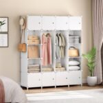 Ordnung Pro Modularer Kleiderschrank mit 20 Würfeln, Türen & Kleiderstange, Weiß – 145 x 46,5 x 183 cm – Bild 9