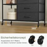 Ordnung Pro Freistehender Kleiderständer mit Rädern, Holzaufsatz & Stoffschubladen, Stahl, Schwarz – Bild 7