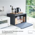 Ordnung Pro Brotkasten mit Magnetdeckel & Ablage, Stahl, Minimalistisch, Schwarz – 40 x 34,5 x 24 cm – Bild 6