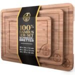 Deer & Oak Schneidebrett Holz Set 3-teiliges Vorgeölt Bambus Schneidebrett mit Griff & Saftrille, Küchenbrett, Schneidebretter Holz, Schneidbrett, Holzbrett Küche